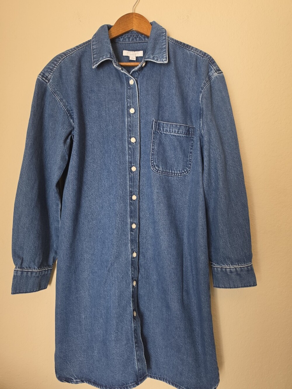 NWT Ann Taylor Weekend Denim Shirt Dress Womens Small Button Down Classic Boho